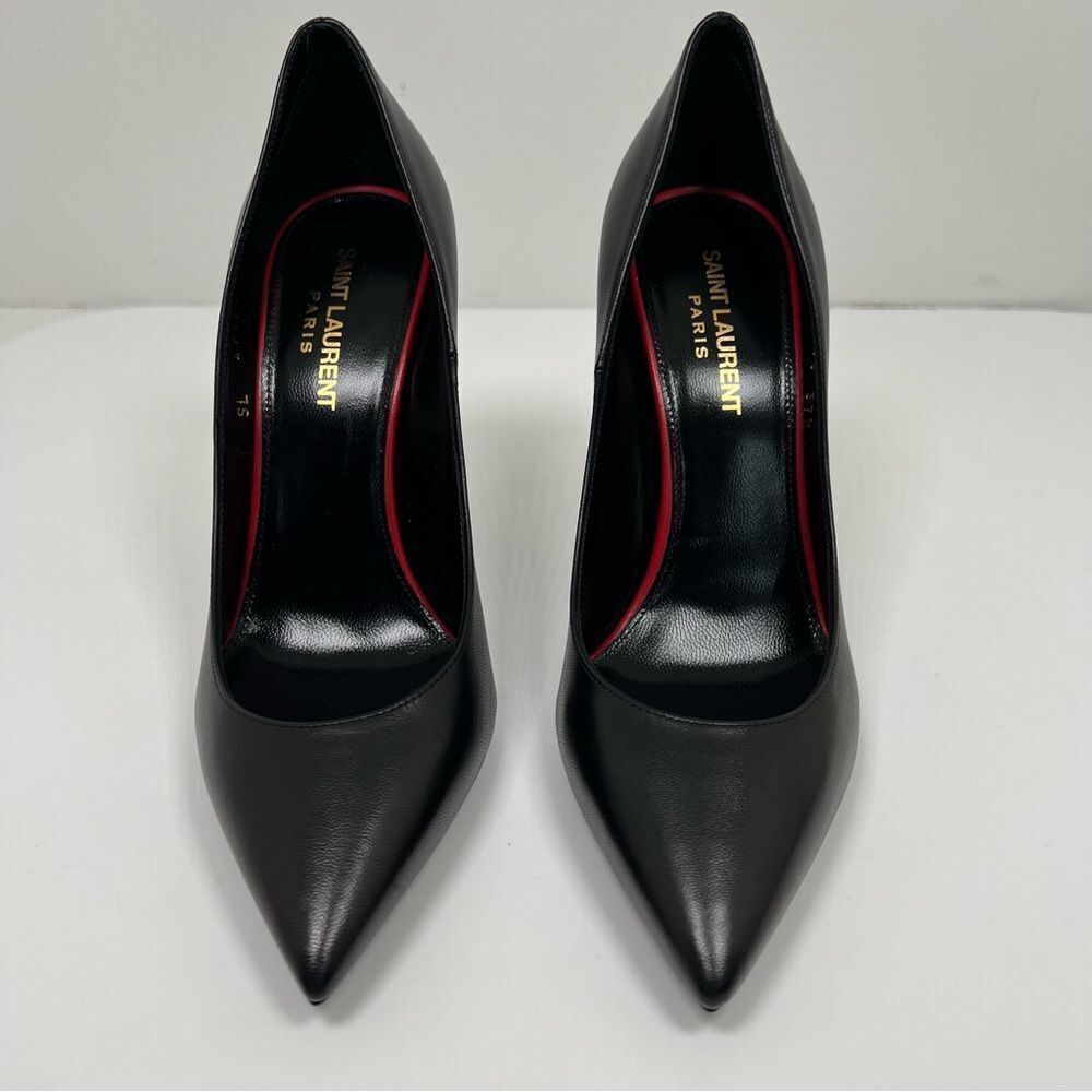 SAINT LAURENT Anja 85 Leather Pumps in Black Sz US 7.5 - Picture 3 of 8
